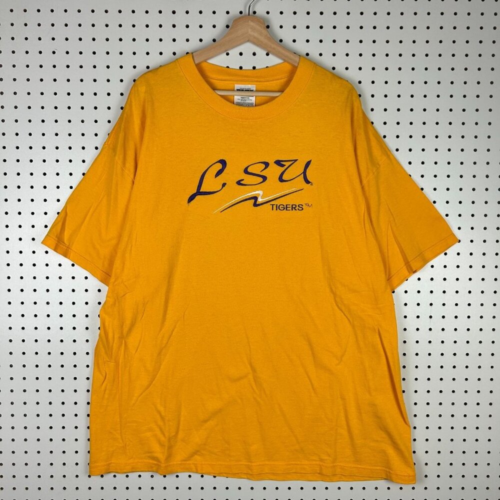 LSU Tigers TShirt 2XL Gold Purple Embroidered 90s Louisiana State Cotton Gameday